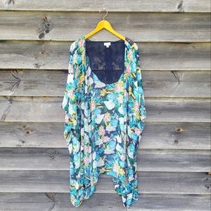 avenue floral cardigan jacket wrap cover up crochet lace longline plus - 26/28